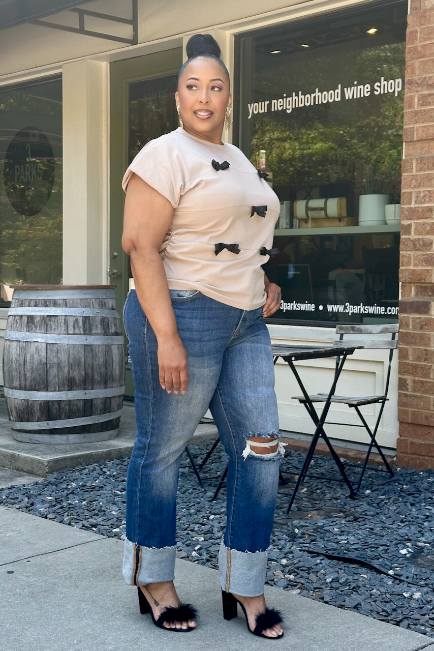 Curvy High Rise Wide Cuff Straight Leg Jeans pinkskyboutique