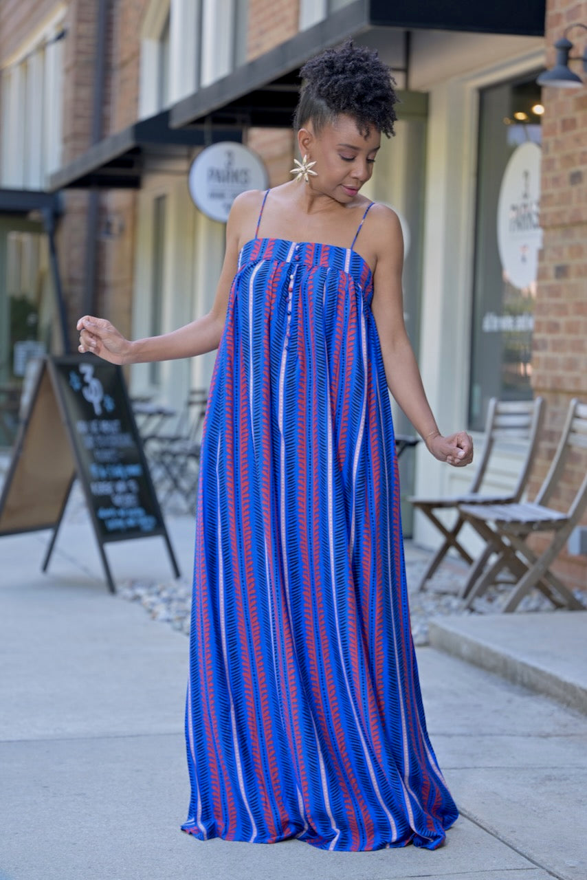 tribal maxi dress Tribal Stripe Button Front Maxi Dress- FINAL SALE – pinkskyboutique.com