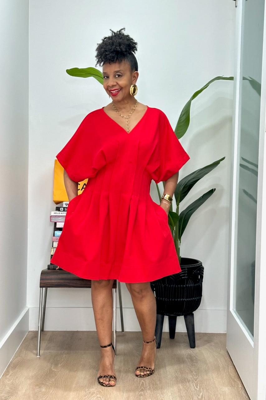 Dolman Sleeve Pleat Waist Mini -PRE-ORDER Dolman Sleeve Pleat Waist Mini -PRE-ORDER