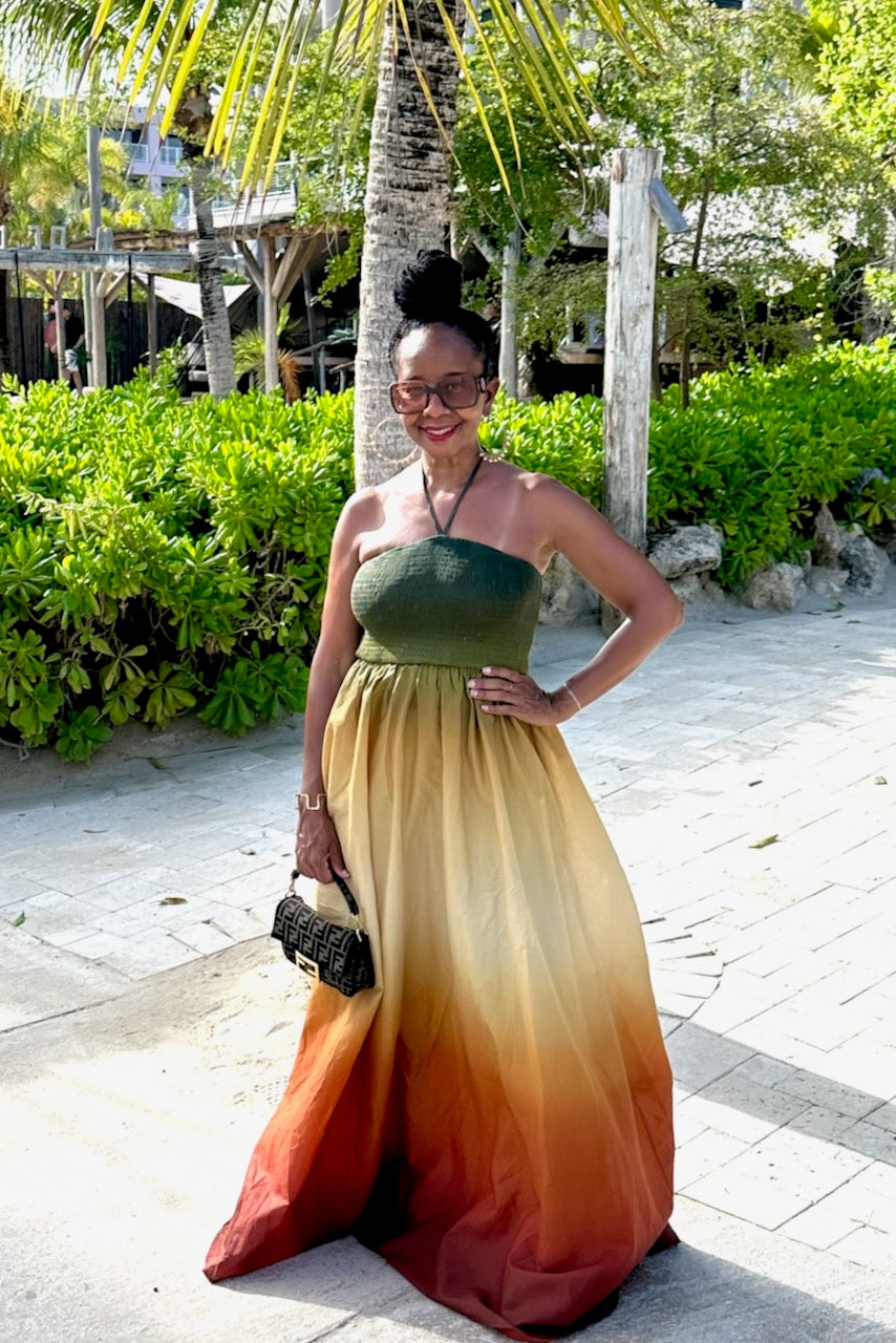 halter ombre dress Smocked Strap Maxi – Summer' 25