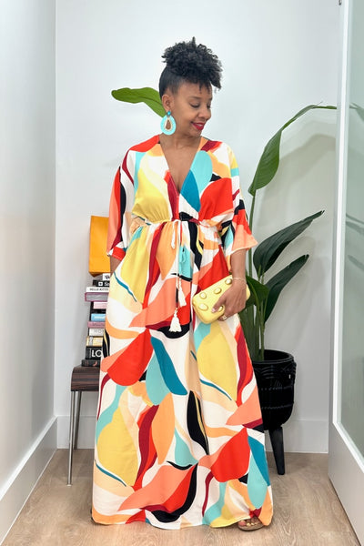 Geo Print Dolman Sleeve Maxi- FINAL SALE –