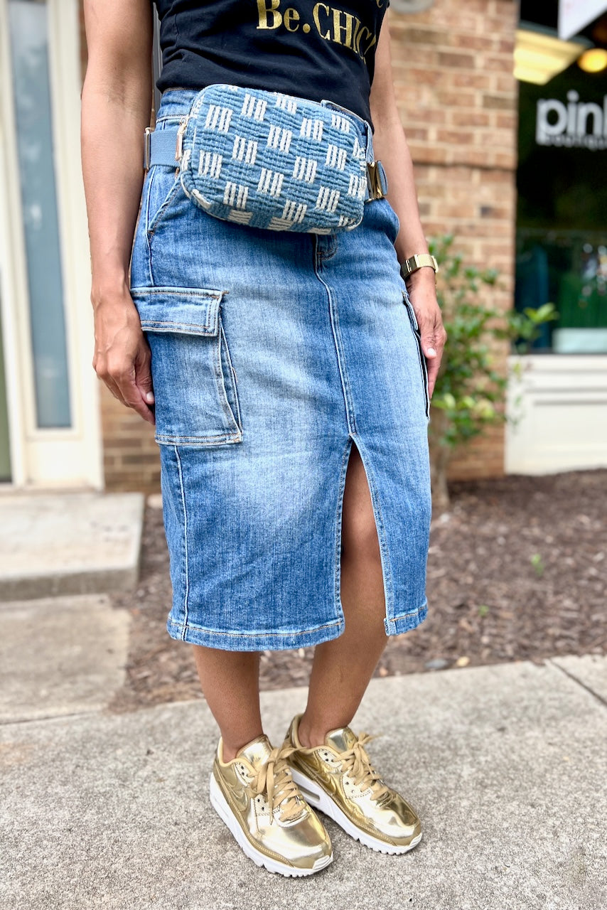 Denim fanny pack deals