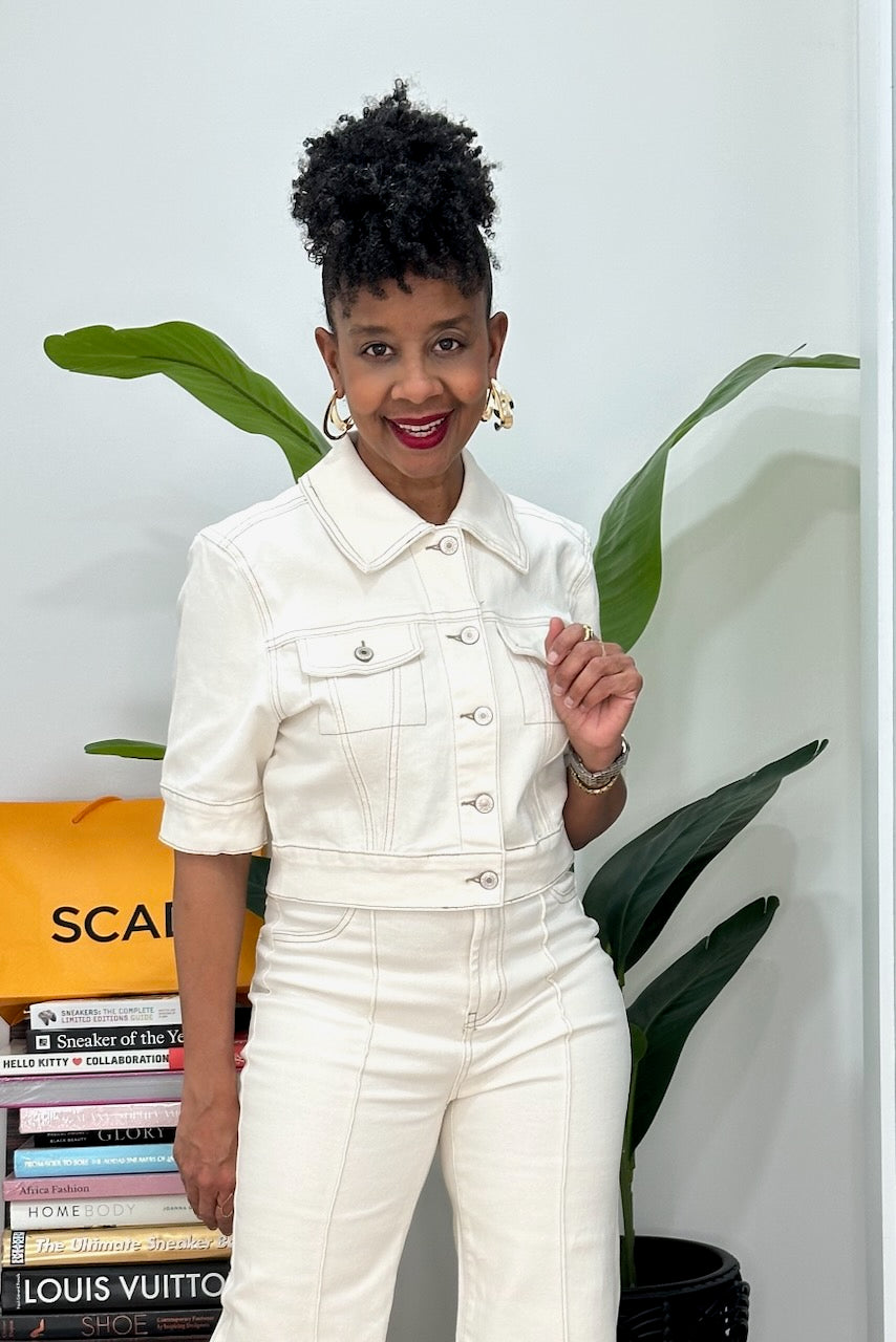 Cream Cropped Twill Jacket –